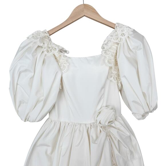 Vintage Victorian Puff Sleeve Tiered Lace Wedding Dress Sz XS - Picture 4 of 9